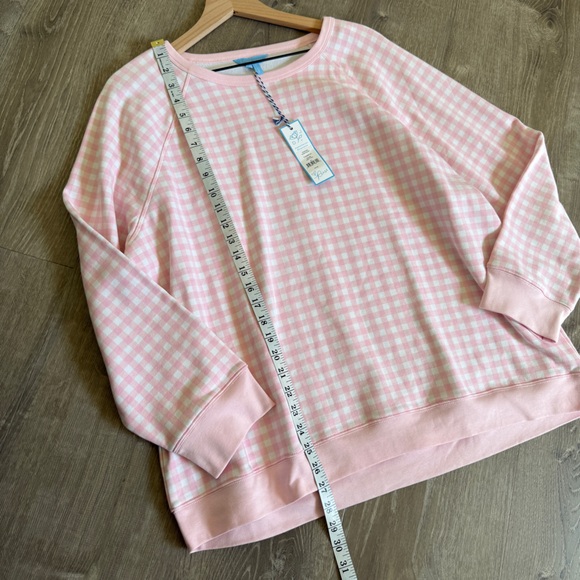 Draper James Pink Checkered Sweatshirt - Size 2X (NWT) - Picture 8 of 9